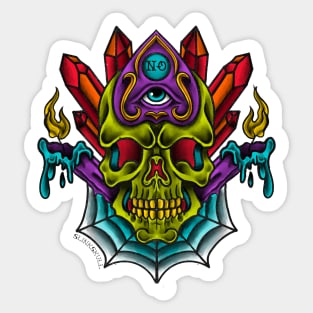 Crystal ouija occult skull shirt Sticker